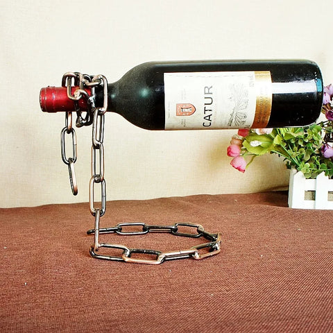 Magical Suspension iron Chain Wine Racks One Bottle Wine Display Rack Stand Holder Kitchen Dining Room Cellar Bar Creative Decor